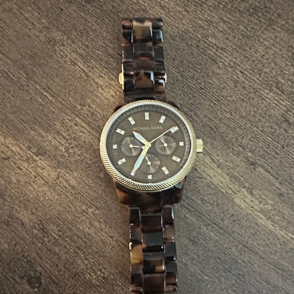 Michael Kors Jet Set Tortoise Watch with Gold Accents